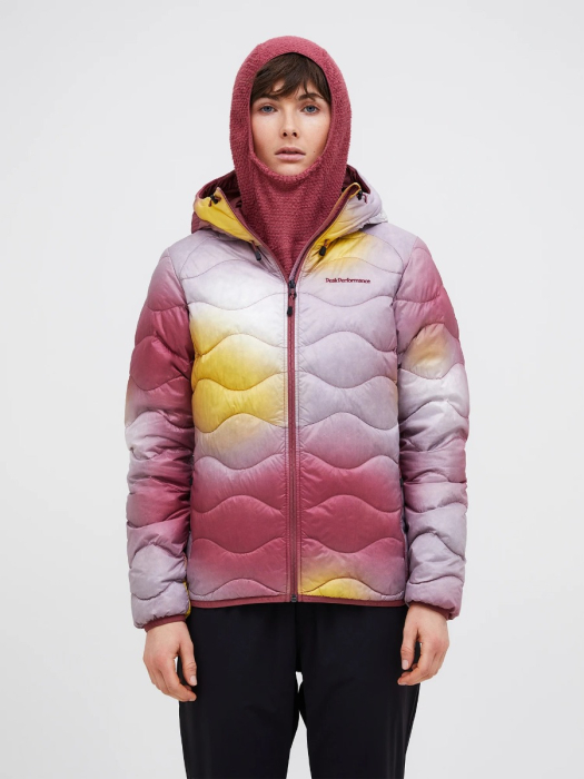 Helium AOP Down Hood Jacket Women model Helium AOP Down Hood Jacket Women model